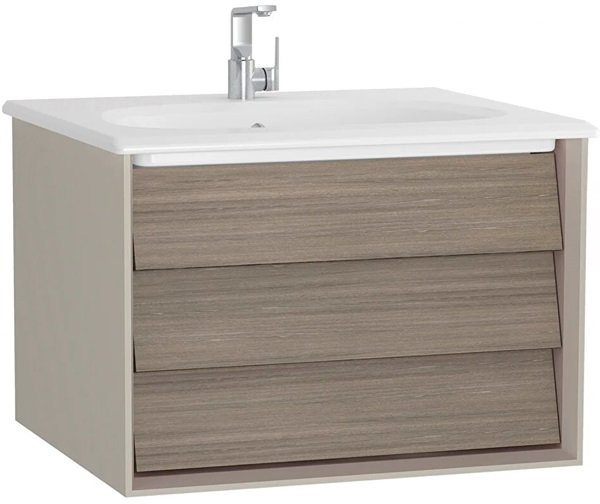 Vitra Frame Lavabo Dolabı,60 cm,Tek Çekmeceli,Etajerli Lavabolu,Mat Bej.